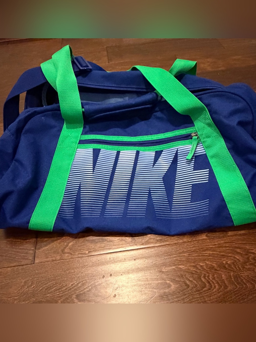 Nike Royal Blue Duffel with Bright Green Straps